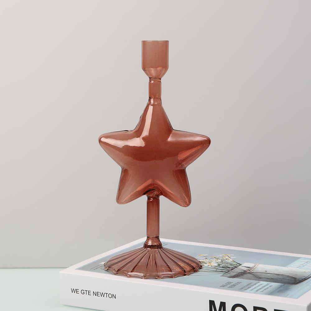Ins Creative Retro Colored Glass Candle Holder Luxury Bedroom Decor for Romantic Dinner