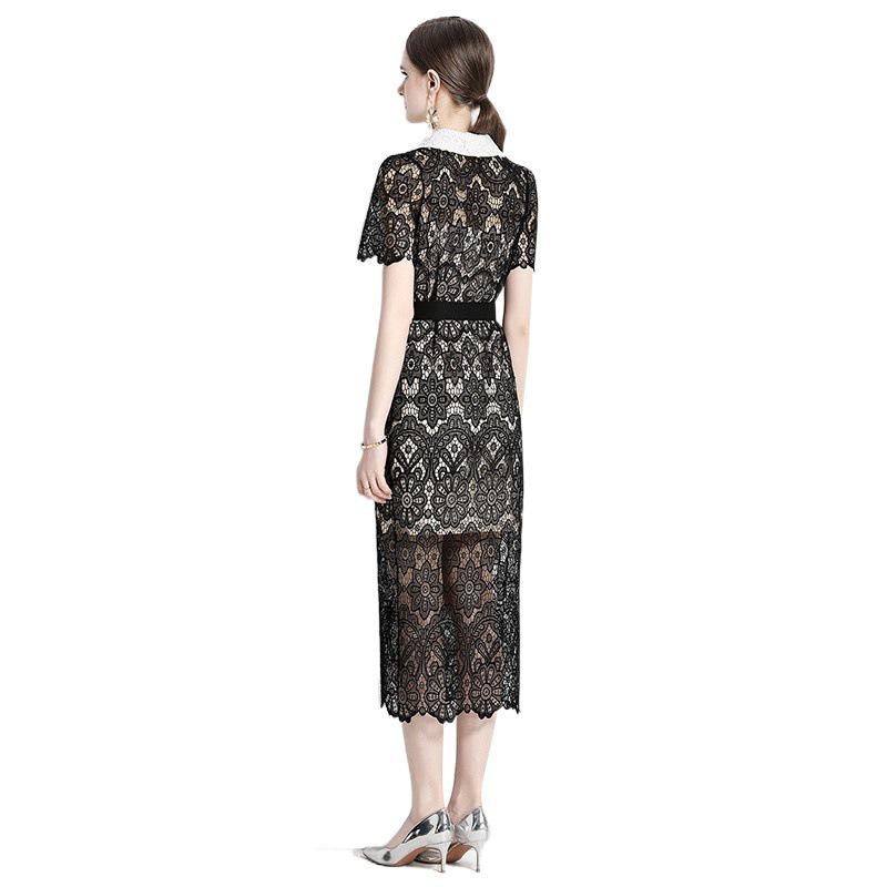 Elegant Slim Fit Goddess Dress with Lace Design