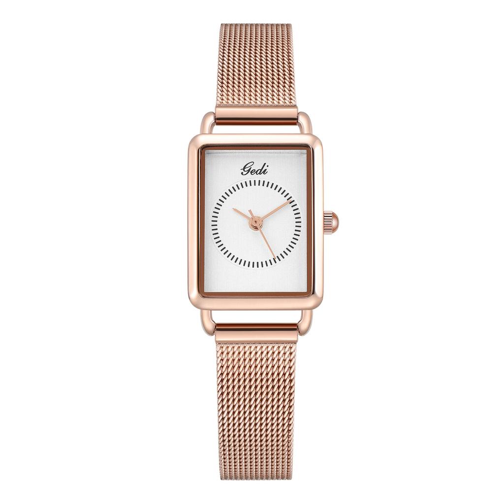 Retro Rectangular Small Dial Fashion Wind Stainless Steel Mesh Belt Temperament Small Waterproof Quartz Watch