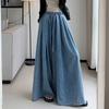 Damen Übergröße Elastischer Bund Weiter Bein Jeanshose Lässige Lockere Palazzo Hose
