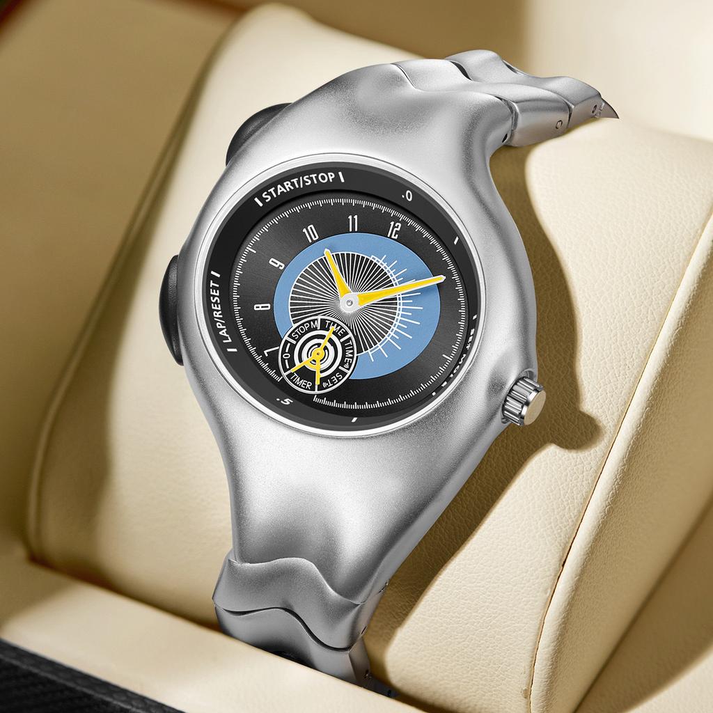 Neuer Herrenuhren-Trend Vintage Alien Für y2k Originaluhren Verdreht Retro Stahl Herrenmode High-End Quarz Armbanduhr Geschenk