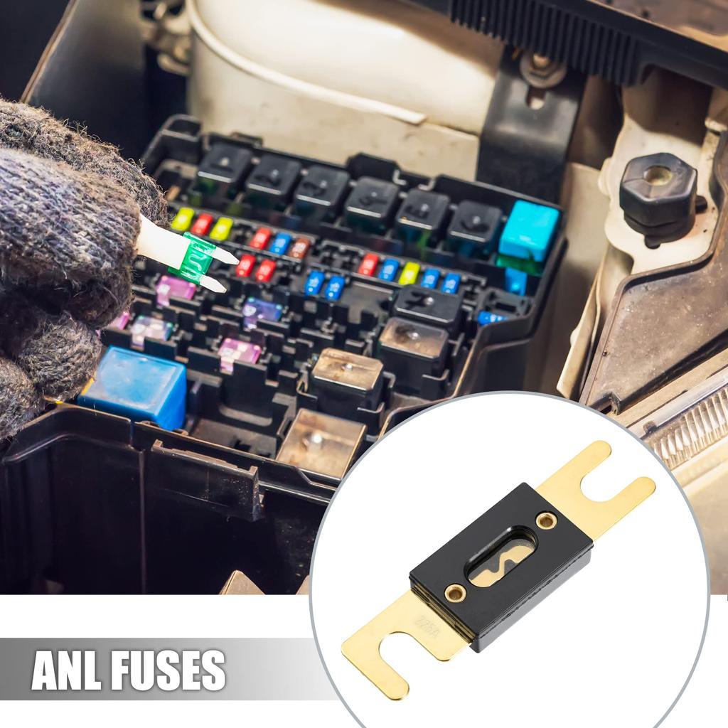 X AUTOHAUX ANL Fuse Gold Tone Plated 225A Universal Inverter for Auto Vehicle Truck Audio 9pcs