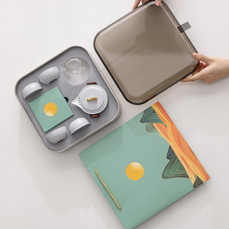 Lan Tai Mountains & Rivers Portable Ceramic Kung Fu Tea Set