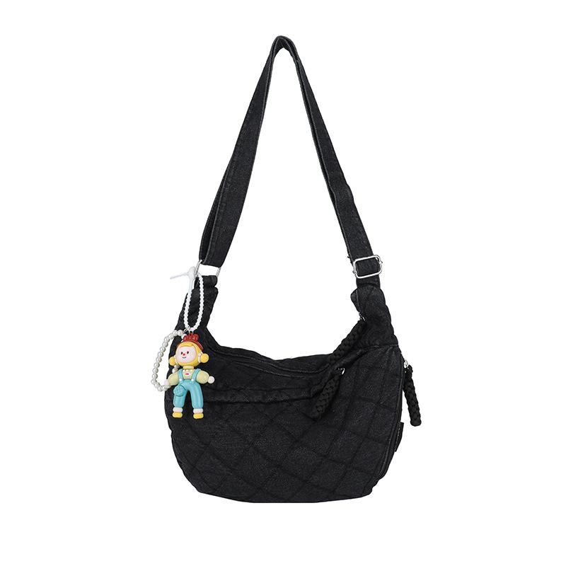 

Джинсовая сумка большой вместимости Женская легкая сумка через плечо для поездок на работу чёрный