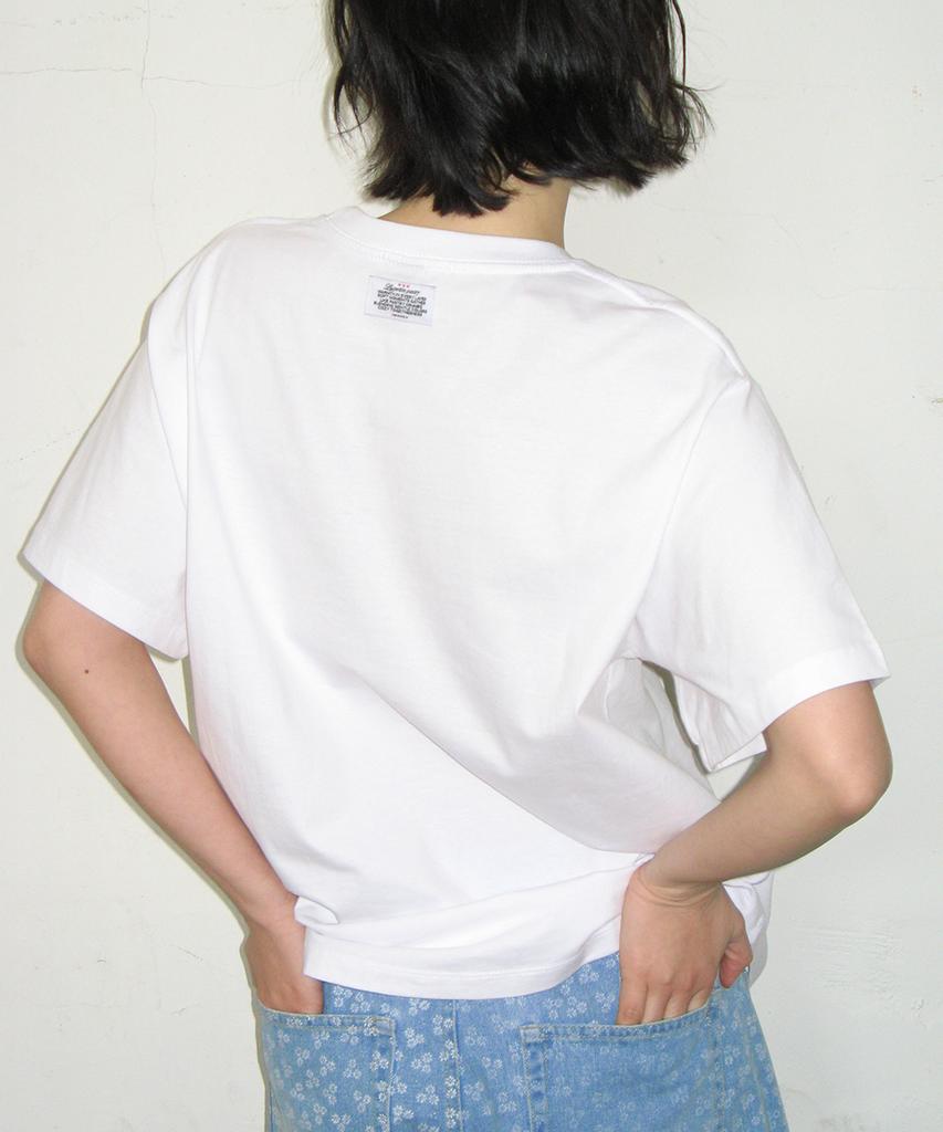 RONRON Ribbon Croissant Basic Fit T Shirt White