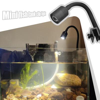 Aquarium Klemmleuchte Drehbar Kleine USB-Leuchte Klemme für Aquarium Offenes Terrarium Weiches Licht mit flexiblem Winkel für Hotel Wohnen