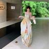 Premium Design Pleated Positioning Flower Tube Top Dress Women's Seaside Vacation Beach Suspender Temperament Long Dress