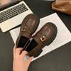 British style platform heightening small leather shoes women's French one-pedal not tired feet single shoes 2025 new black loafers