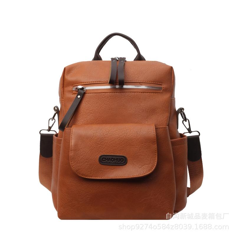 Fashionable retro explosive soft surface commuter bag women's bag 2025 new trendy temperament explosive backpack