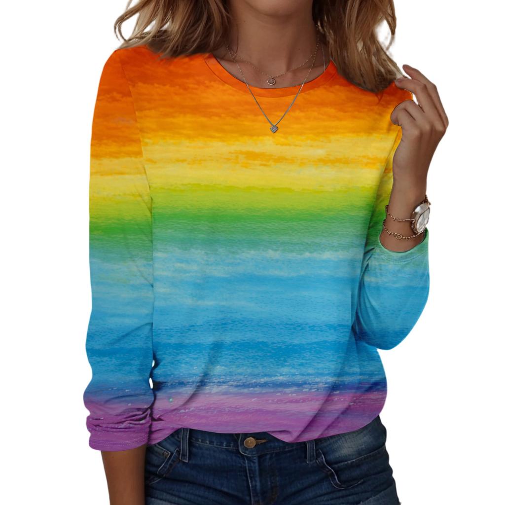 Košile s dlouhým rukávem pro ženy Roztomilý potisk Grafika Trička Halenky Běžné Velikosti Zásadní topy Pulovr