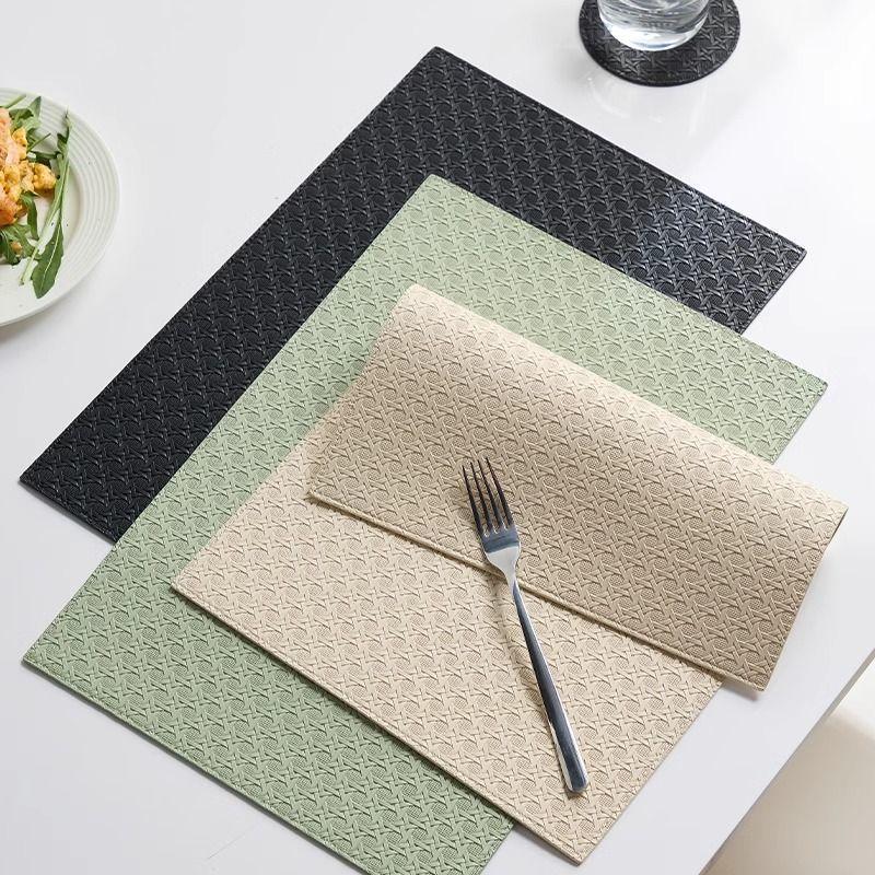 New Home Hotel Grid Pattern PU Leather Placemat Restaurant Double Sided Waterproof Oil Proof Coffee Dining Table Mat Coasters