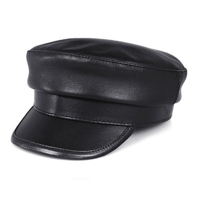 2022 Winter Männer Echtes Leder Navy Hüte Unisex Europäischen/Amerikanischen Streetwear Ausgestattet Schwarz Kappen Mit Gürtel Outdoor Gorro