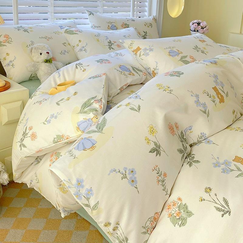 Home Textiles 60 Long-Staple Cotton Pure Cotton 4Pcs Set Cotton Bed Sheet Quilt Cover 3Pcs Set Bed Hat Class A Maternal And Infant Grade
