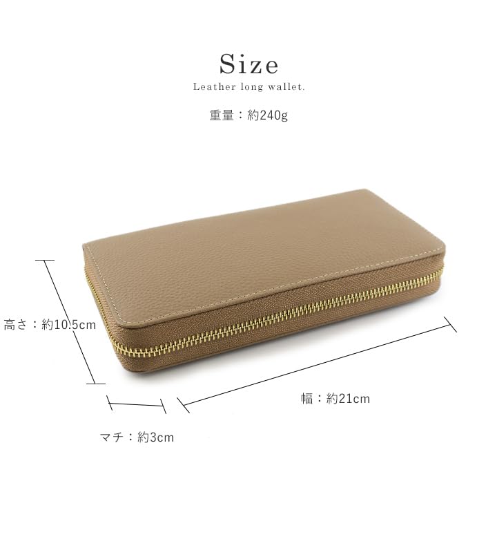 Lizdays Women's Genuine Leather Long Wallet with Automatic Receipt and Coin Separation, Skimming Prevention, and Coin Thru (Gold)