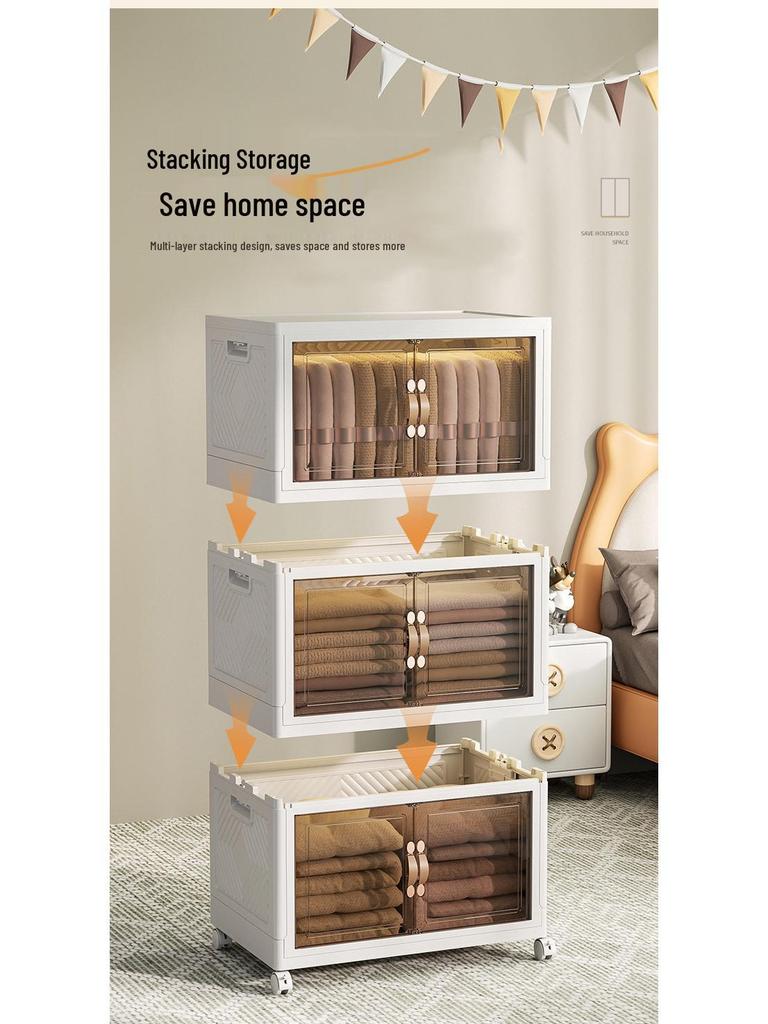 Folding Multi-Layer Storage Cabinet for Living Room - Organize Children's Clothes, Snacks, and More