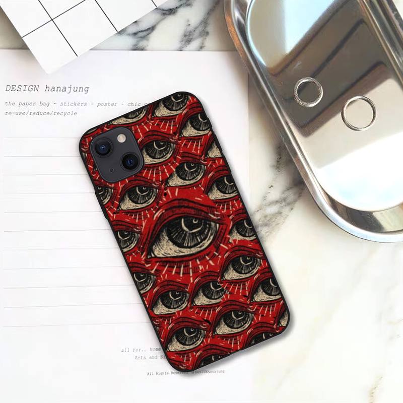 Scary Face Eyes Phone Case For iPhone Mini 11 12 13 14 15 Pro XS Max X Plus SE XR Shell