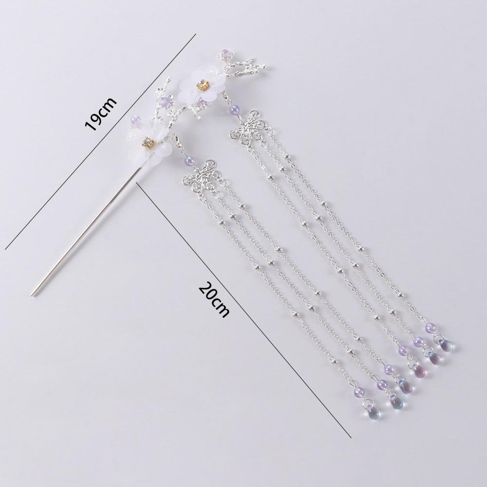 Butterfly Beads Rhinestone Hair Fork Tassel Hairpin Hanfu Hair Accessories Flower Hair Sticks