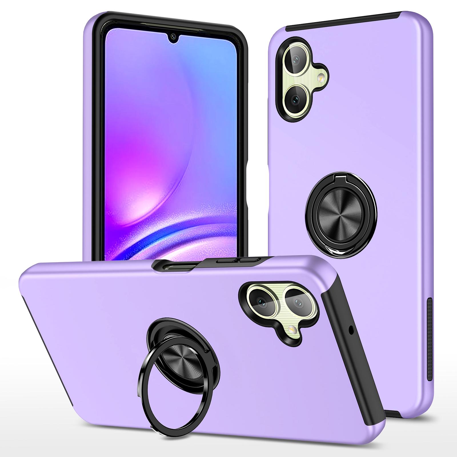 

For Samsung Galaxy A06 4G Case PC+TPU Phone Cover with Rotatable Ring Holder Purple
