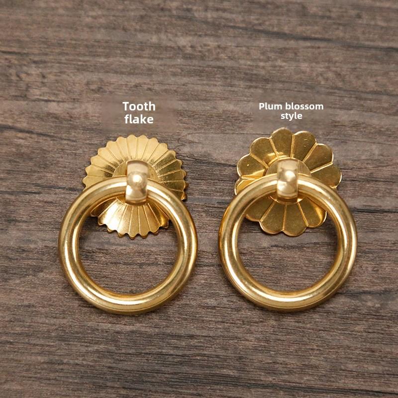 Maniglia a pomolo ad anello in ottone massiccio stile antico per ante di mobili, cassetti, pomelli con viti, ferramenta per mobili vintage