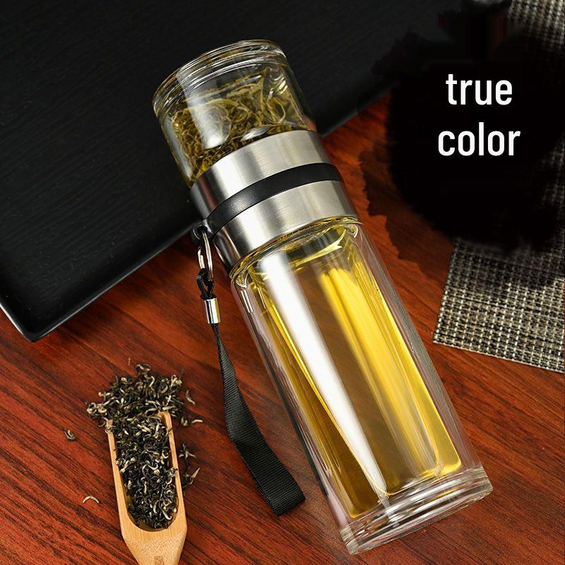 Rotating Glass Tea Brewer with Double-Wall Design and Custom Logo Printing