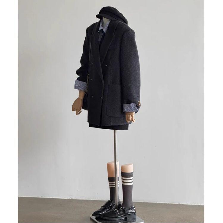Damski wełniany płaszcz w koreańskim stylu, zaawansowany, na jesień i zimę