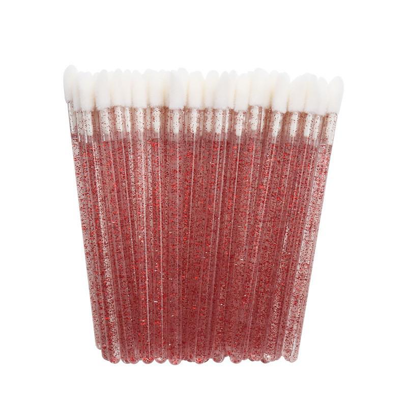 50-Pack Disposable Lip Brushes - Portable Solid Lipstick, Lip Gloss, and Makeup Cleaning Swabs