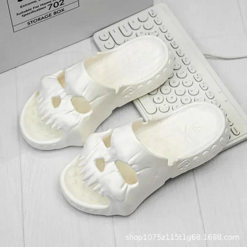 

Тапочки-черепа Демон Y2k Платформа Облако Летние Пляжные Сандалии Шлепанцы Мужские Нескользящие Домашние Уличные Мягкая Обувь Дом 2025 48-49 белый