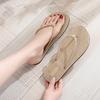 Women's Summer Trendy Straw-Look Beach Flip-Flops: Casual Flat Thong Sandals