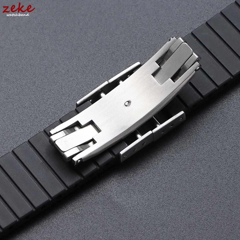 16mm 18mm 20mm Stainless Steel Watch Buckle Double Click Butterfly Watch Clasp Replacement Folding Buckle for Rubber Watch Strap