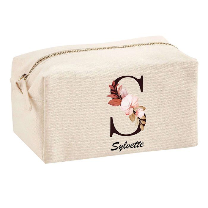 Trousse multifonction Sylvette Lettre Fleur Cadeau Anniversaire Noël Idée Personnalisé Rentrée | Trousse Scolaire Fournitures Bureau