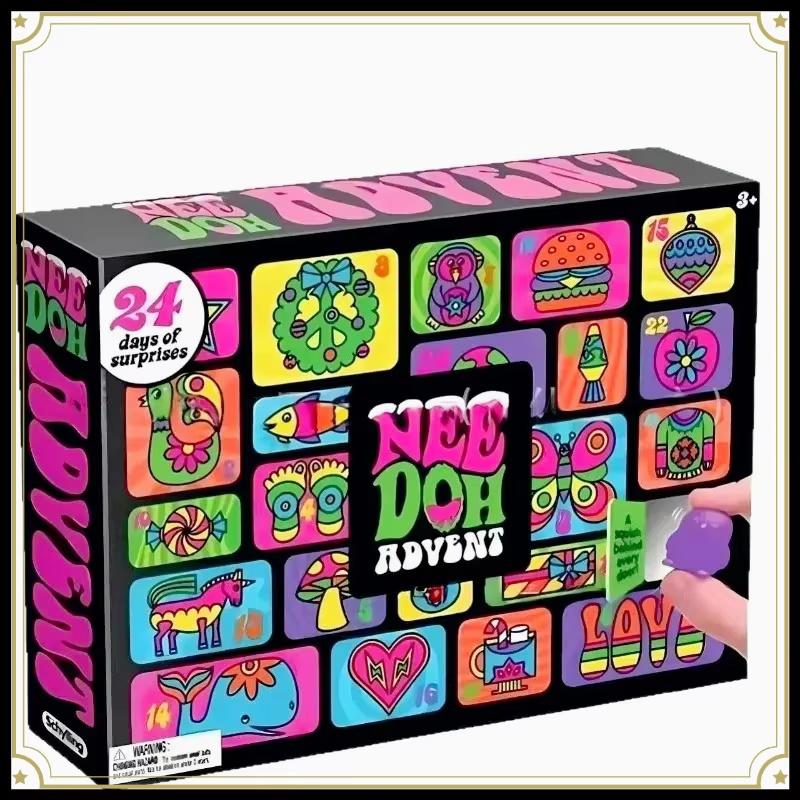 Calendario dell'Avvento NeeDoh Regalo per Bambini 24 Giorni Bambole 3D in PVC Conto alla Rovescia Natale Capodanno Regali Sorpresa