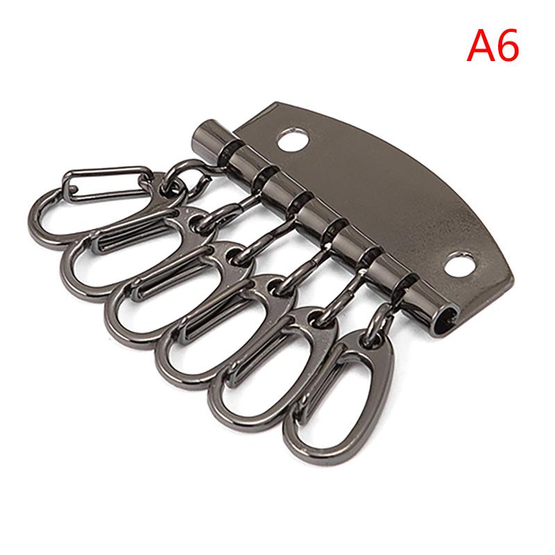 1PC Anti-fall Key Holders 6 Hooks Metal Rivet Wallet Key Clasp Clip Practical Small Keyring for Birthday Gifts