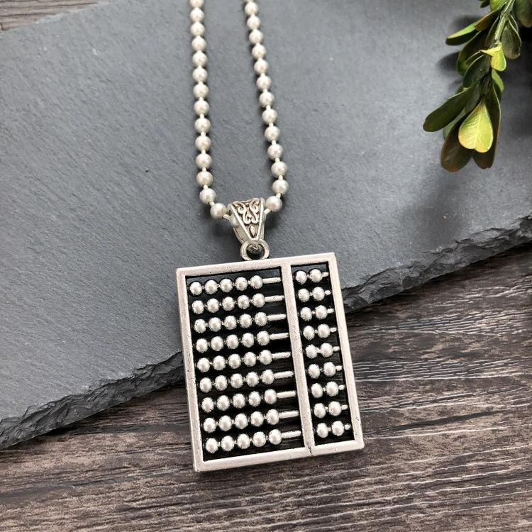 Vintage Thai silver long necklace flower pendant simple long sweater chain accessories women