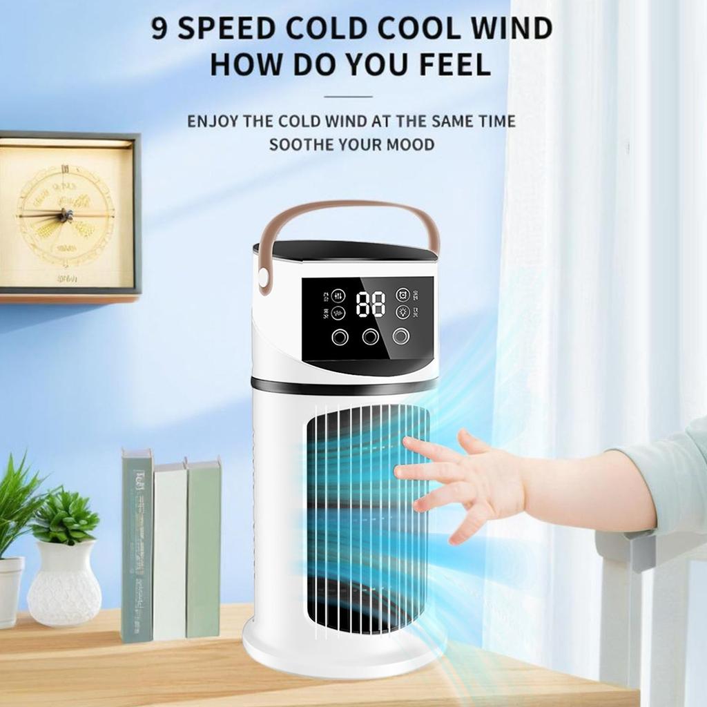 Refroidisseur d'air personnel portable 3 en 1 à évaporation, faible bruit, rechargeable par USB 2.0, minuterie 8H, 7 modes de lumière, sans fenêtre Condition