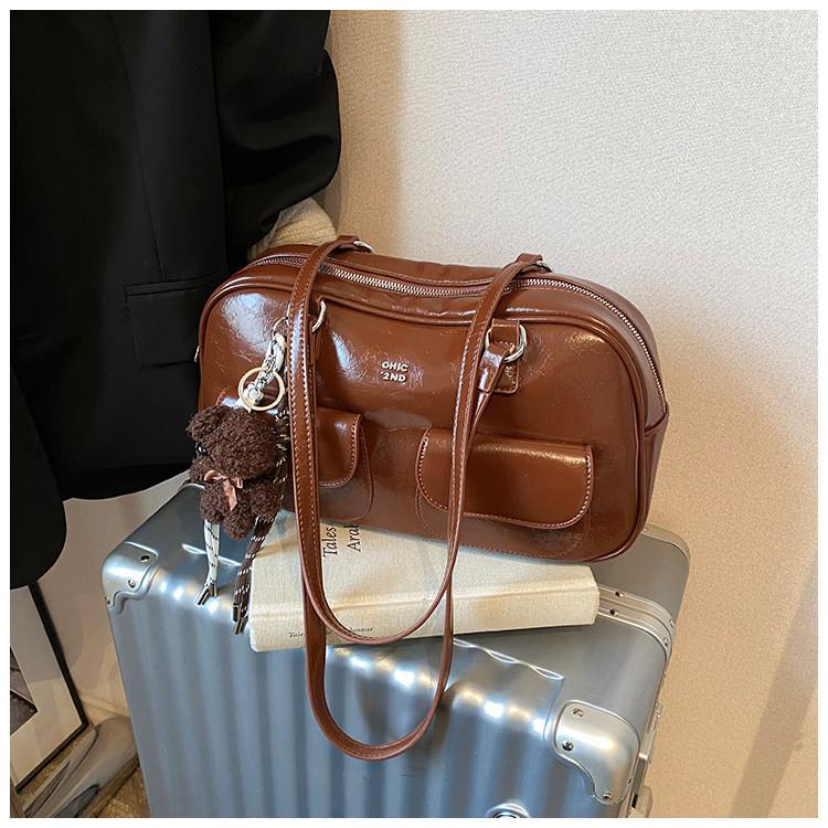 Ielgy Retro Large-Capacity Autumn Winter One-Shoulder Underarm Bag Commuter Pillow Bag