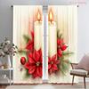 2pcs,2D Plane Printing Curtain Popular Christmas Candles Poinsettias Pinecones (2) 100% Polyester (without Rod) Home Decor Ldeal