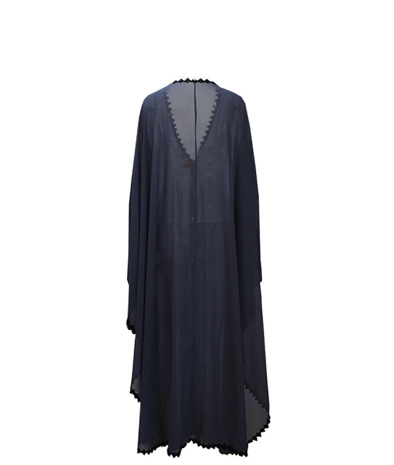 Women's Trendy Lace Patchwork Beaded Tie-Up Long Sleeve Cardigan Robe