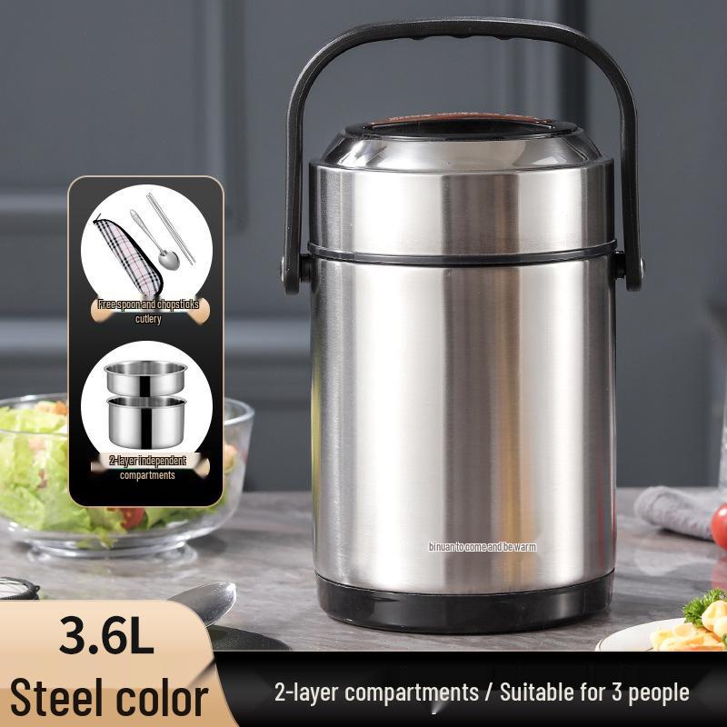 Winter Stainless Steel Insulated Multi-layer Lunch Box - Portable, Large Capacity, Keeps Food Hot for 24 Hours, Perfect for Home or Office.