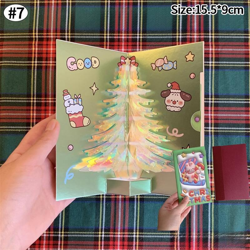 3D Christmas Tree Greeting Cards Desktop Decor Xmas Party Pop Up Card Postcard for Kids 2025 New Year Home Decoration Supplies