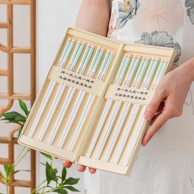 10 Pairs Chinese Style Ceramic Chopsticks Set Household Hotel Restaurant Portable Noodles Food Non-slip Chopsticks Tableware