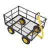 Steel Garden Cart, 635 Kg Heavy Duty Pullable Garden Wagon Yard Cart, 2 In 1 Outdoor Metal Utility Wagon Yard Trailer with 330 Mm All Terrain Tires,