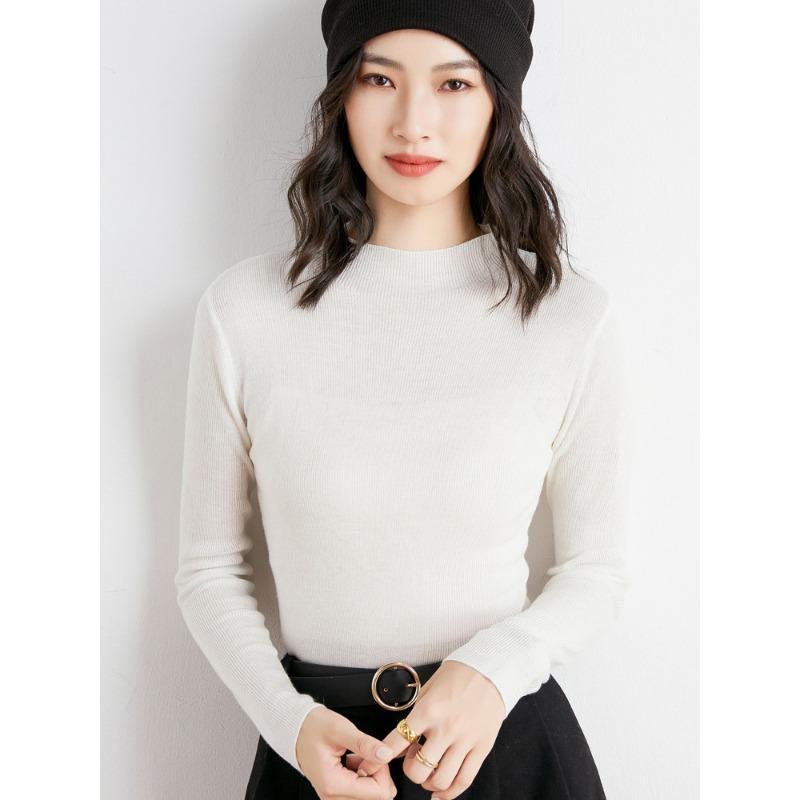 Semi-turtleneck bottoming sweater women's spring and autumn new autumn clothing thin long-sleeved tight autumn and winter knitted sweater