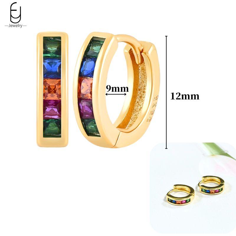 925 Silver Ear Buckles Fashion Hoop Earrings Colorful Crystal Pendants Gold Earring Premium Luxury Women's Jewelry Gift