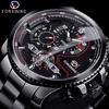 Forsining Mens Automatic Watches Stainess Steel Waterproof Wrist Watches Tourbillon Self Winding Mechanical Diamond Dial Wrist Watch