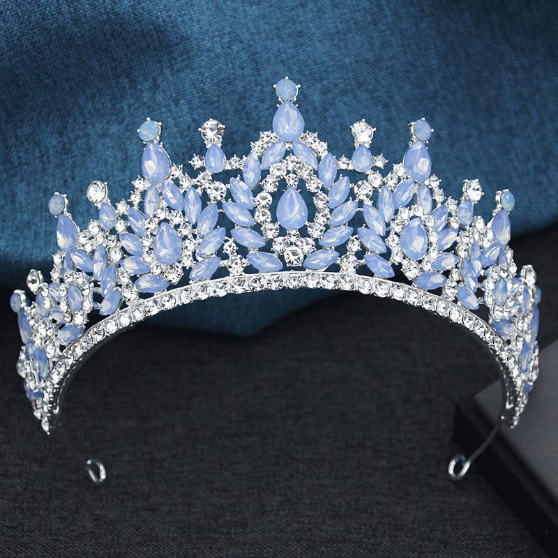 Wykwintne Czarne Kryształowe Tiary i Korony Ślubne dla Królowej Panny Młodej Nakrycie Głowy Bal Maturalny Ślubna Korona Biżuteria do Włosów Akcesoria