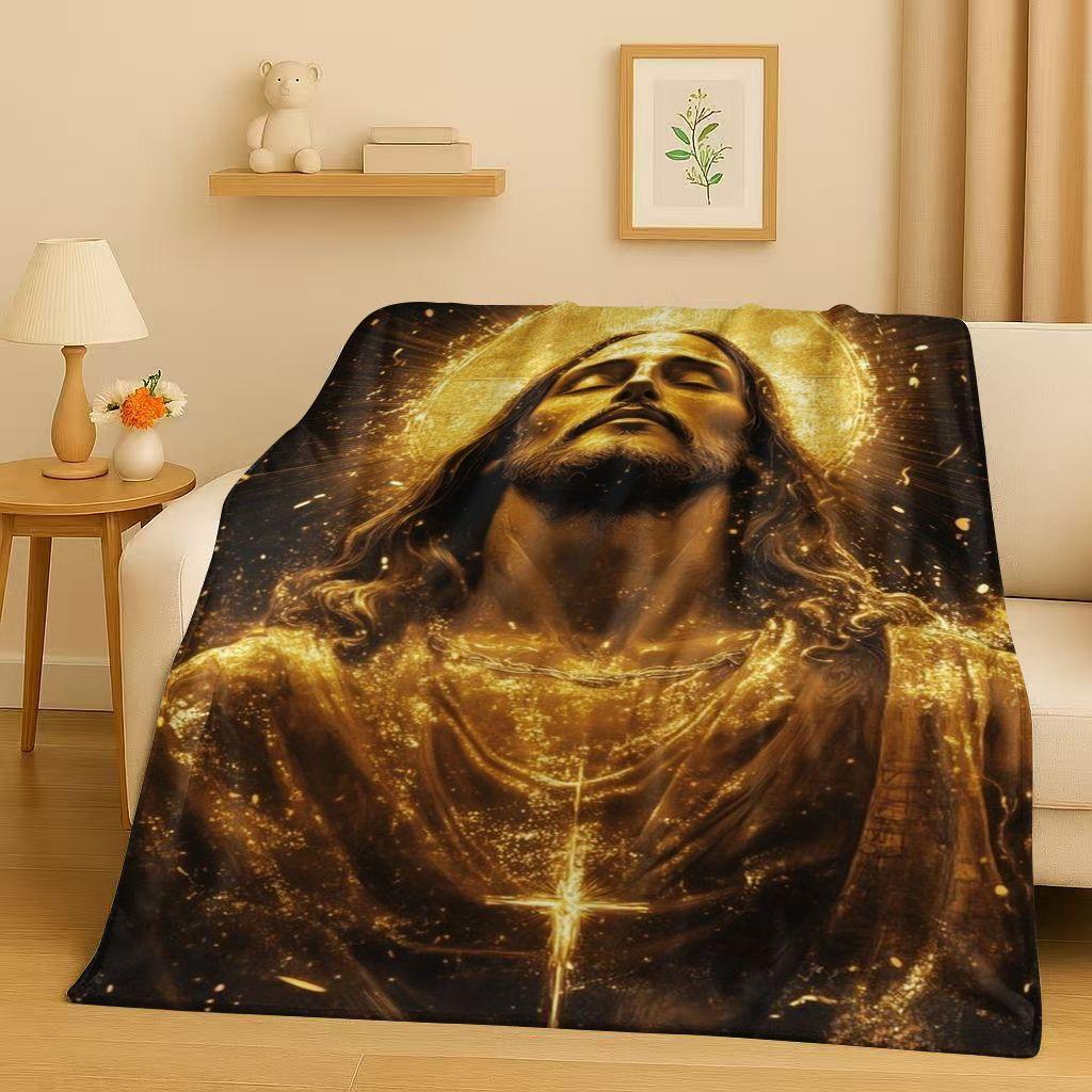 Classic Jesus Virgin Mary Art Flannel Blanket,Ultra Soft Warm Plush Throw for Home Bedroom Bed Sofa Cover Office Travel Gift Kid