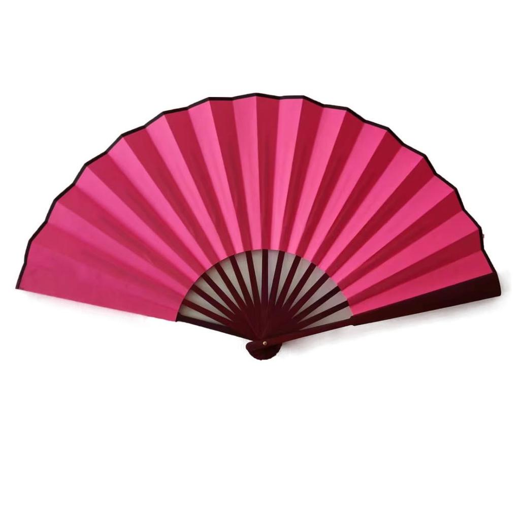 8/10 Inch Men's Silk Folding Fan with Red Bone - Red, Yellow, White & Black Options