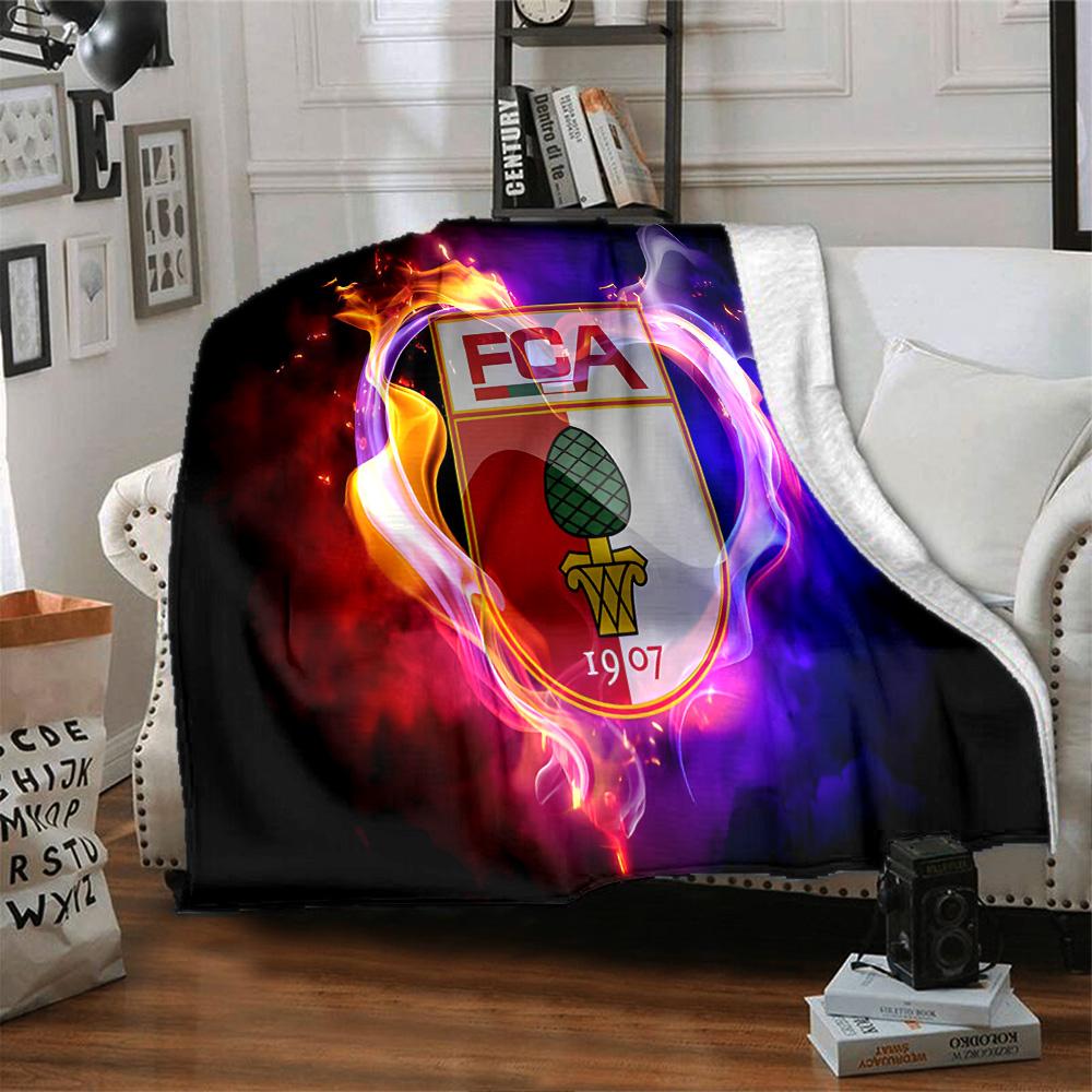 Augs-burg Football Crest Flannel Blanket, Soft Polyester, Modern Design, All-Season for Camping, Travel, Gifts for holidays or birthdays