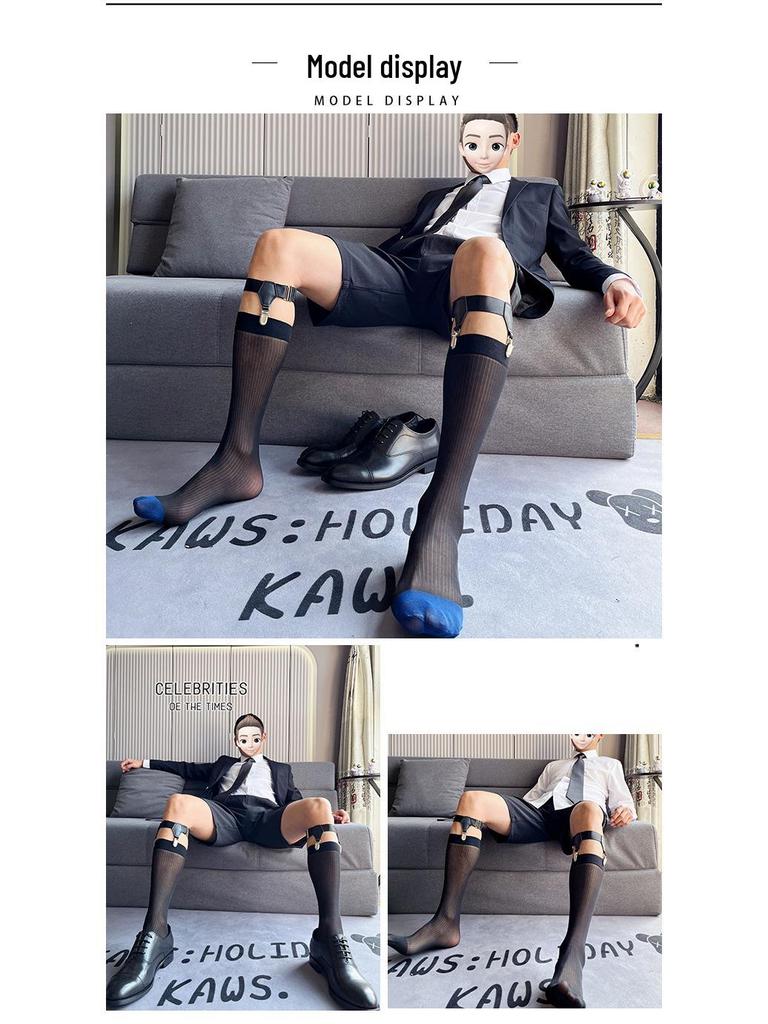 Unisex Anti-Slip Garter Belt with Double Clips for Thigh, Calf, and Sock Accessories