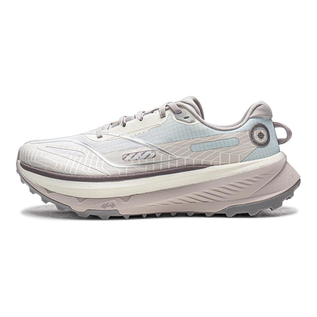 Li Ning De Lu Cushioning Slip Resistant Abrasion Resistant Rebound Low top Trail Running Shoes Men's White Gray ARNW005-3